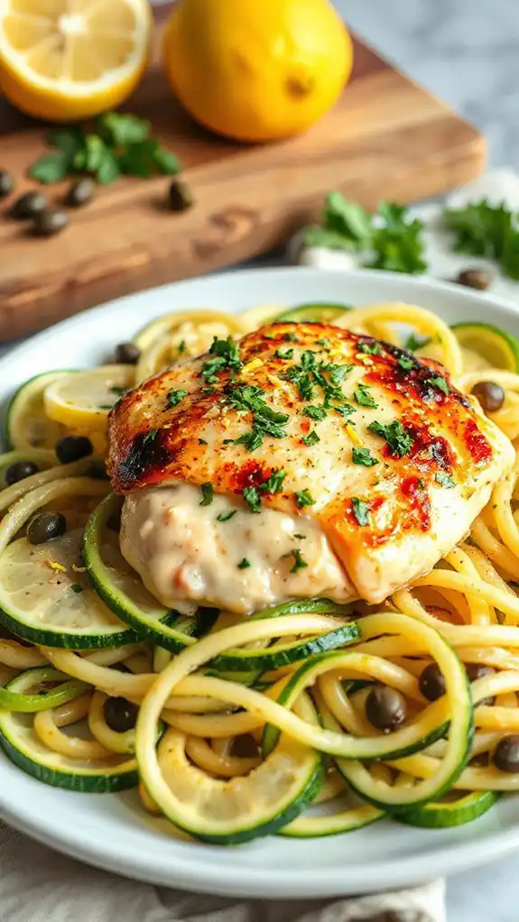 zoodles and chicken piccata