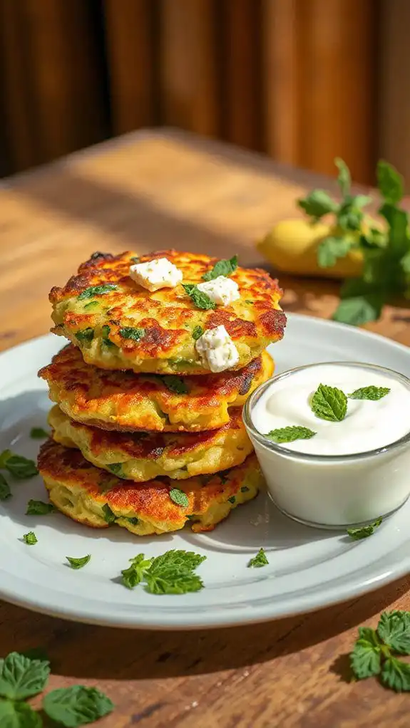 zucchini fritters with sauce