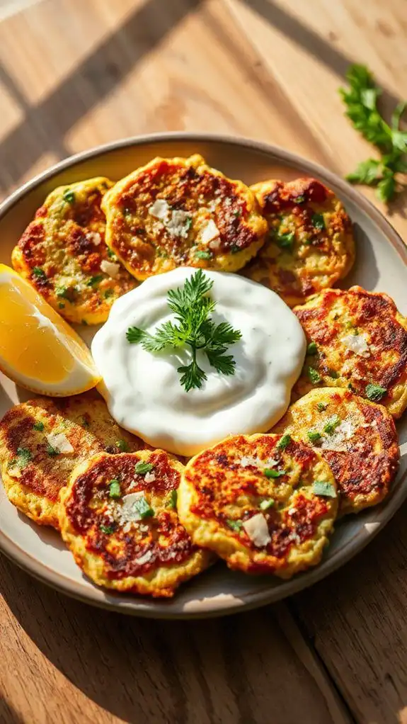 zucchini fritters with yogurt