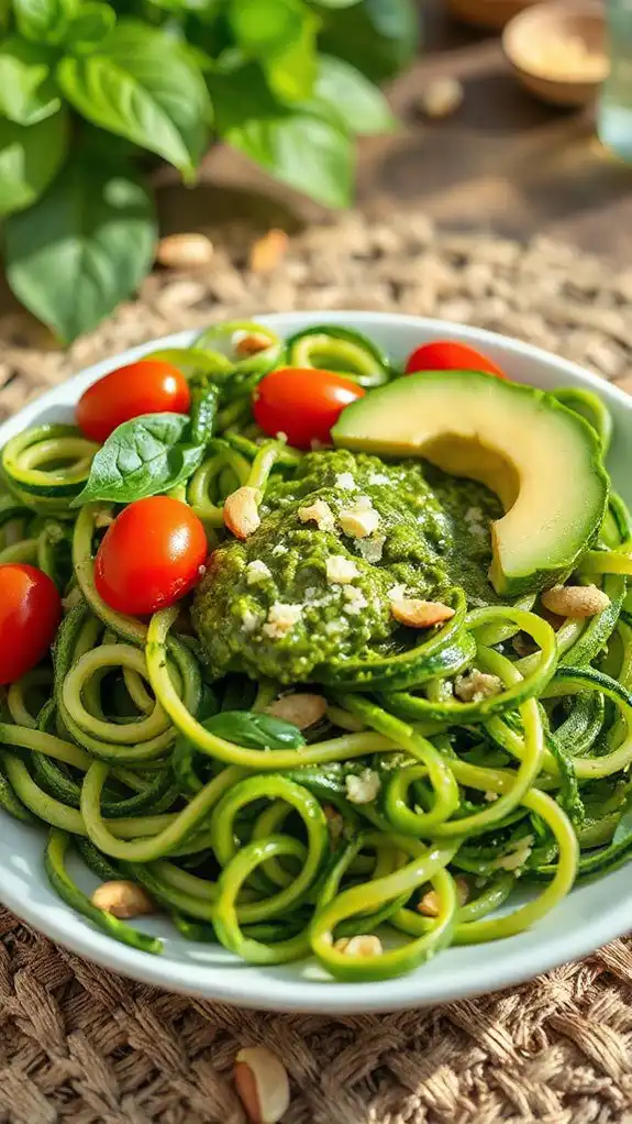 zucchini noodle with pesto