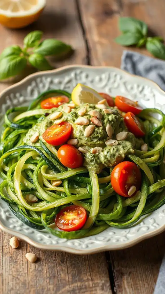 zucchini noodles and pesto zucchini noodles and pesto