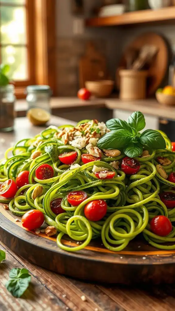zucchini noodles and pesto