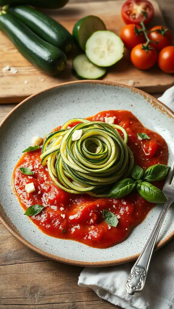 zucchini noodles topped marinara zucchini noodles topped marinara