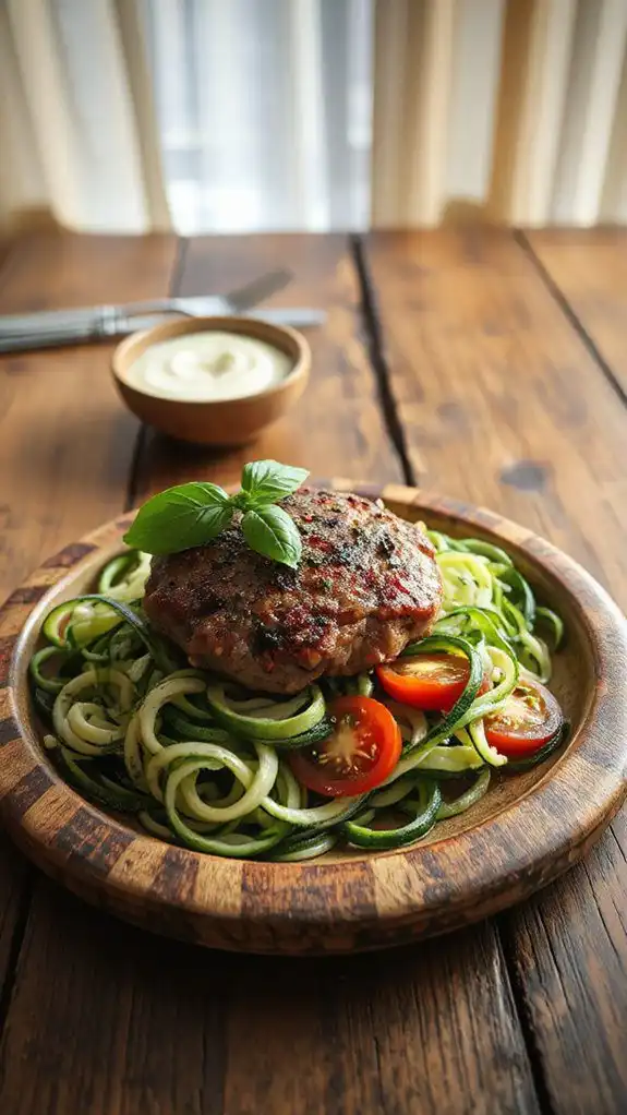 zucchini noodles with burgers