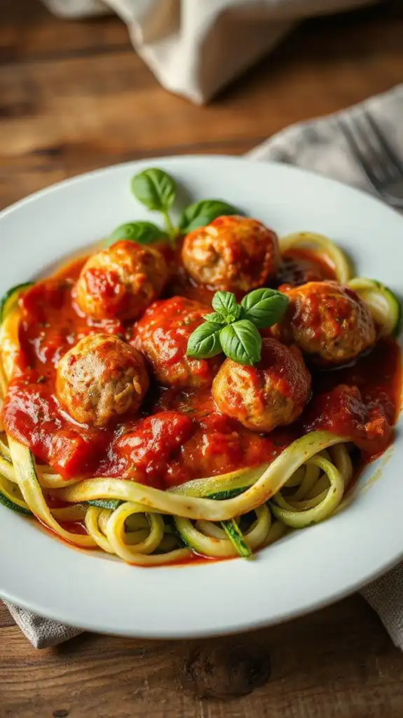 zucchini noodles with meatballs