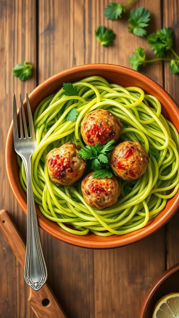 zucchini noodles with meatballs
