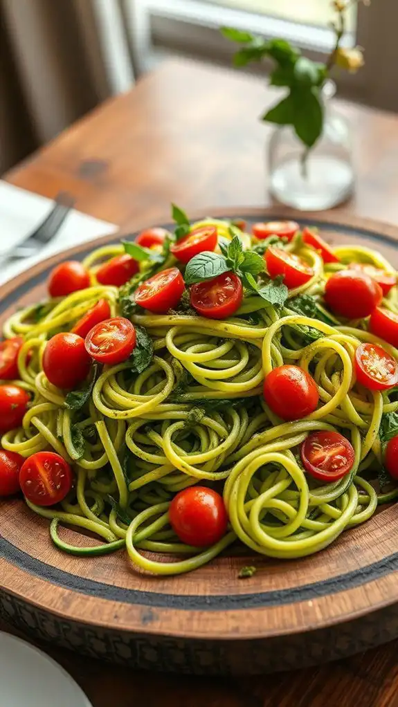 zucchini noodles with pesto