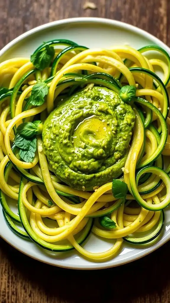 zucchini noodles with pesto zucchini noodles with pesto