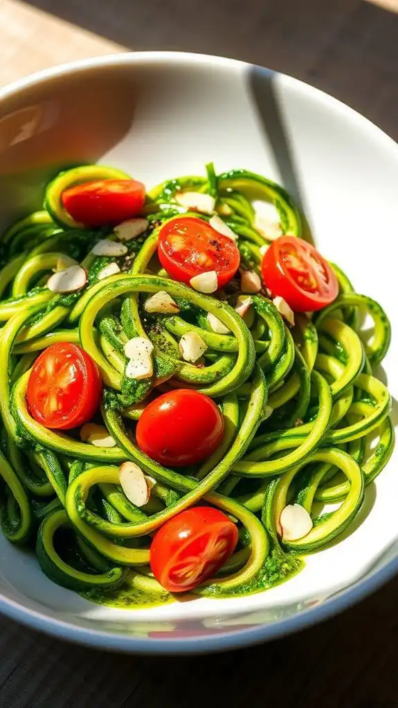 zucchini noodles with pesto