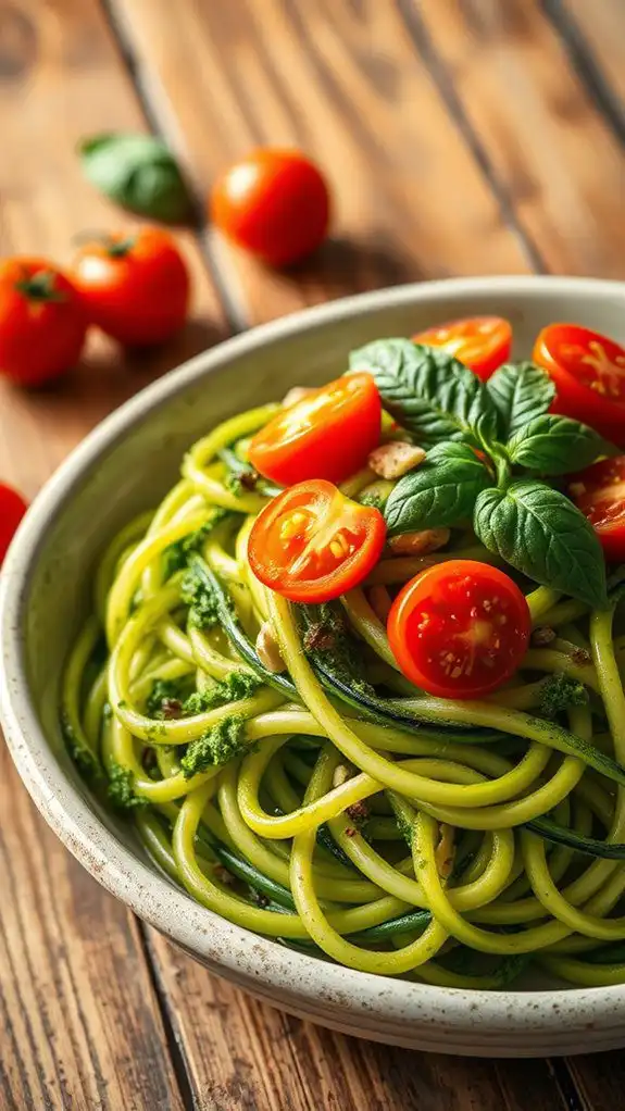 zucchini noodles with pesto