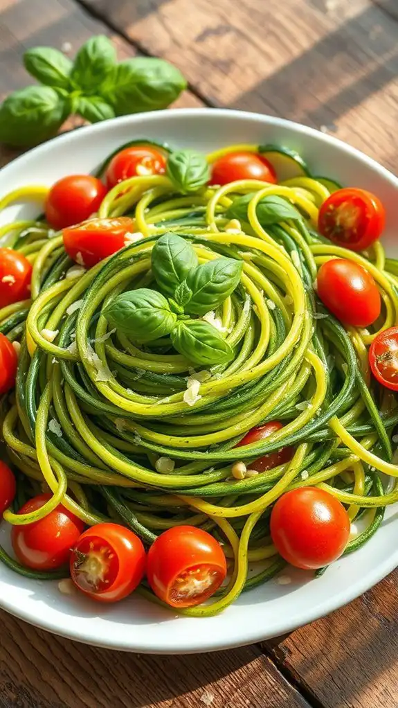zucchini noodles with pesto