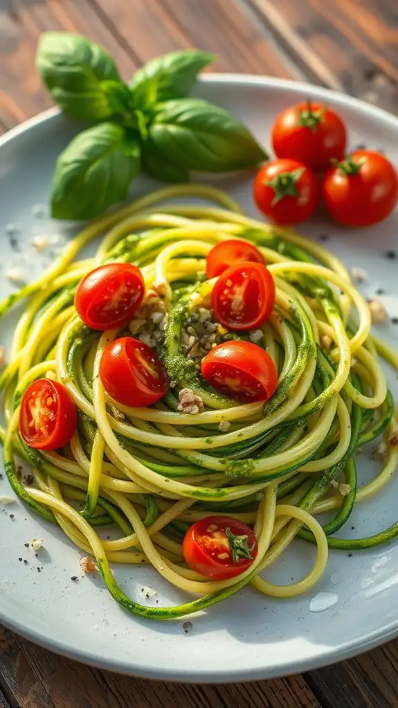 zucchini noodles with pesto