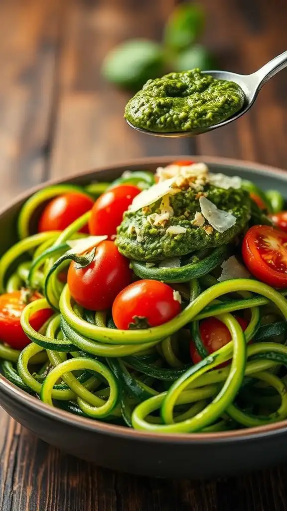 zucchini noodles with pesto zucchini noodles with pesto
