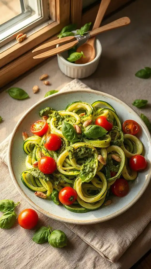 zucchini noodles with pesto