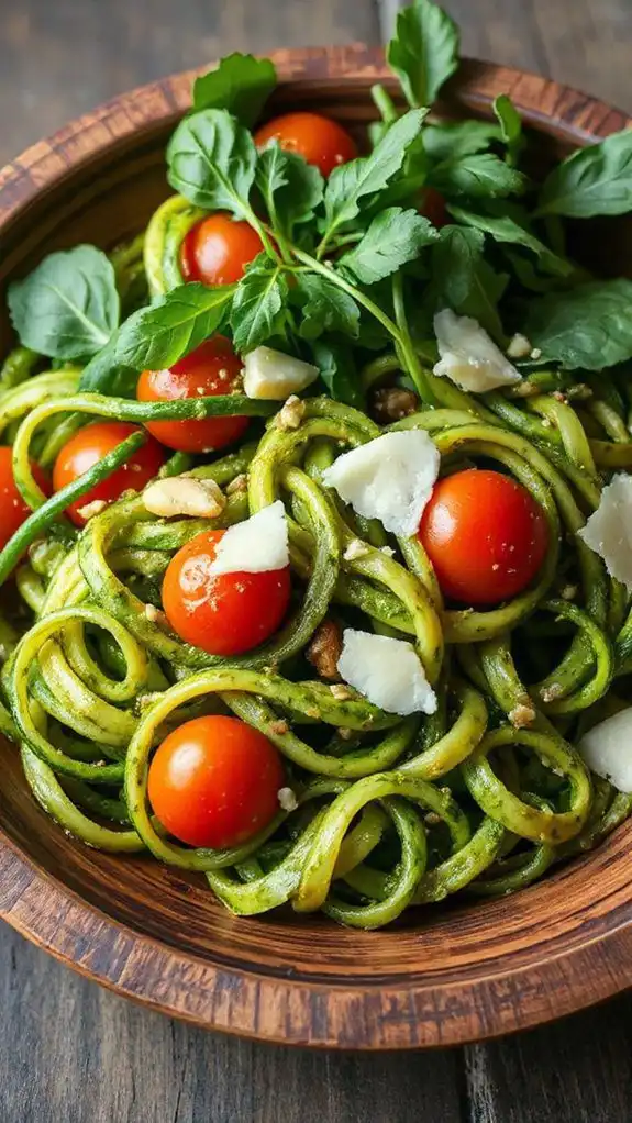 zucchini noodles with pesto
