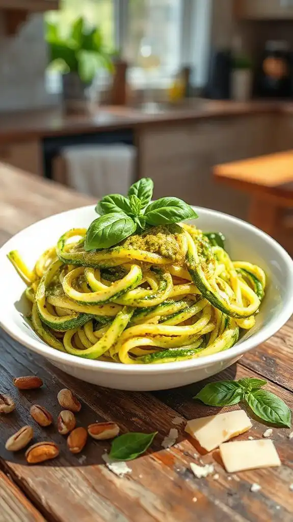 zucchini noodles with pesto
