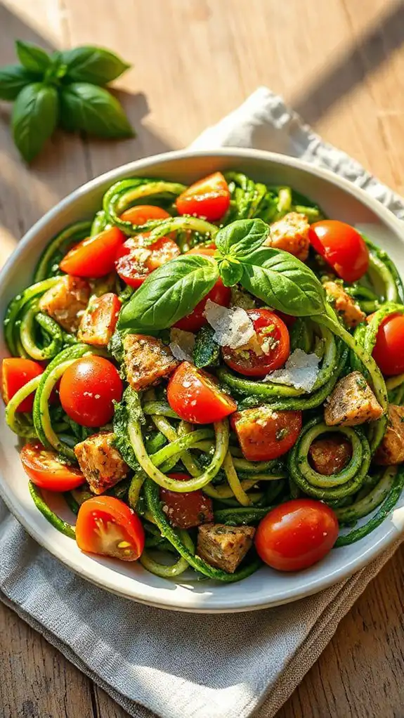 zucchini noodles with pesto