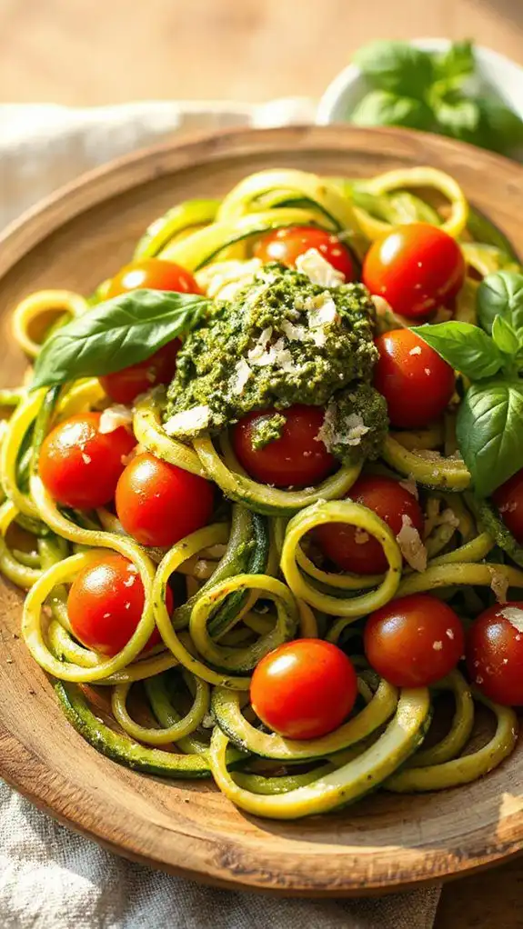 zucchini noodles with pesto