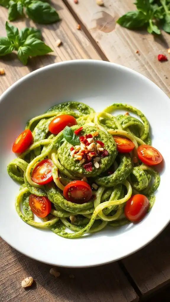 zucchini noodles with pesto