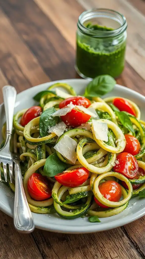 zucchini noodles with pesto