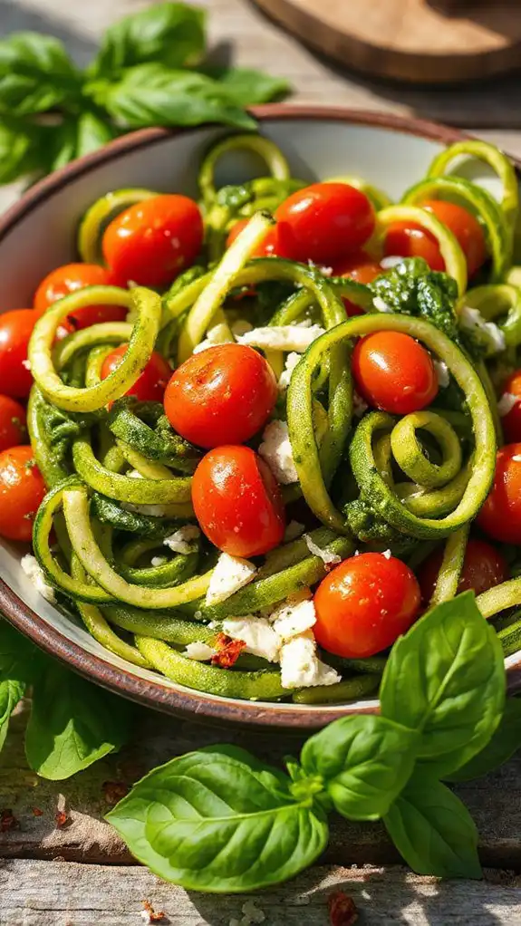 zucchini noodles with pesto