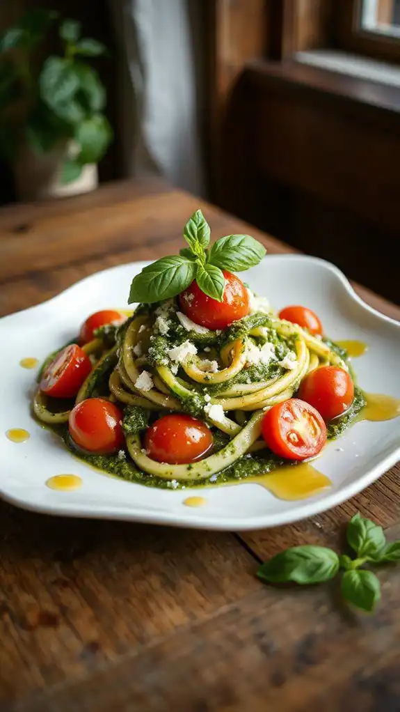 zucchini noodles with pesto