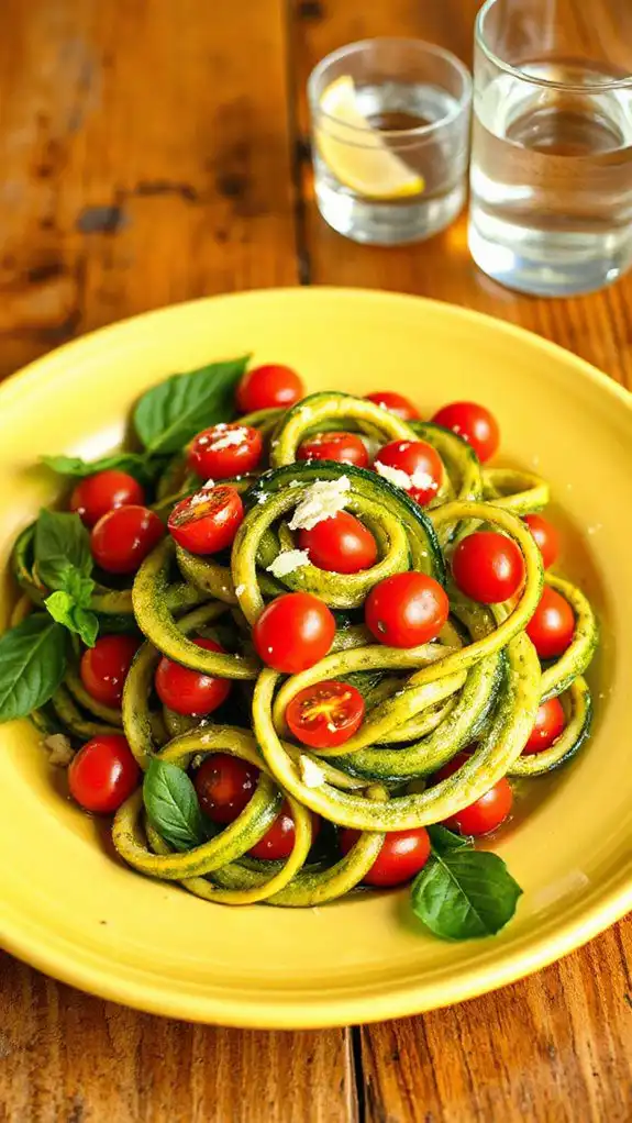 zucchini noodles with pesto