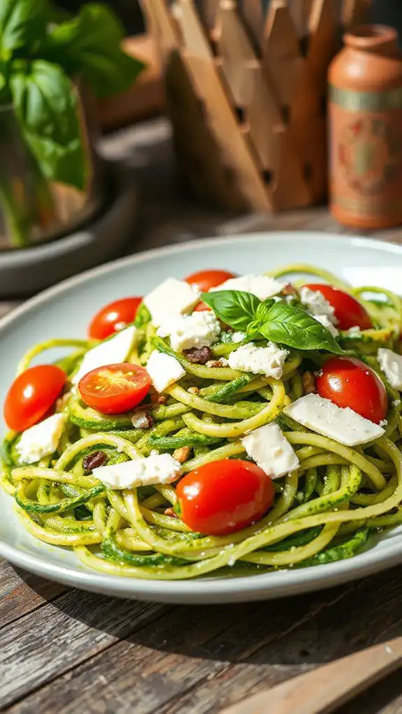 zucchini noodles with pesto