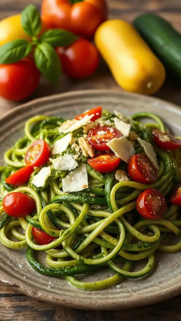 zucchini noodles with pesto