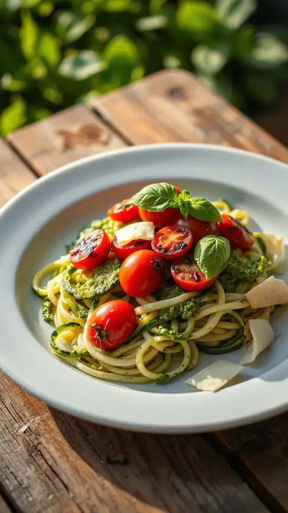 zucchini noodles with pesto