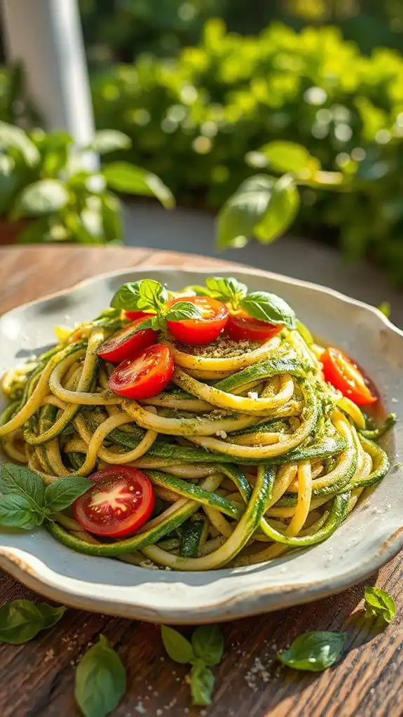 zucchini noodles with pesto