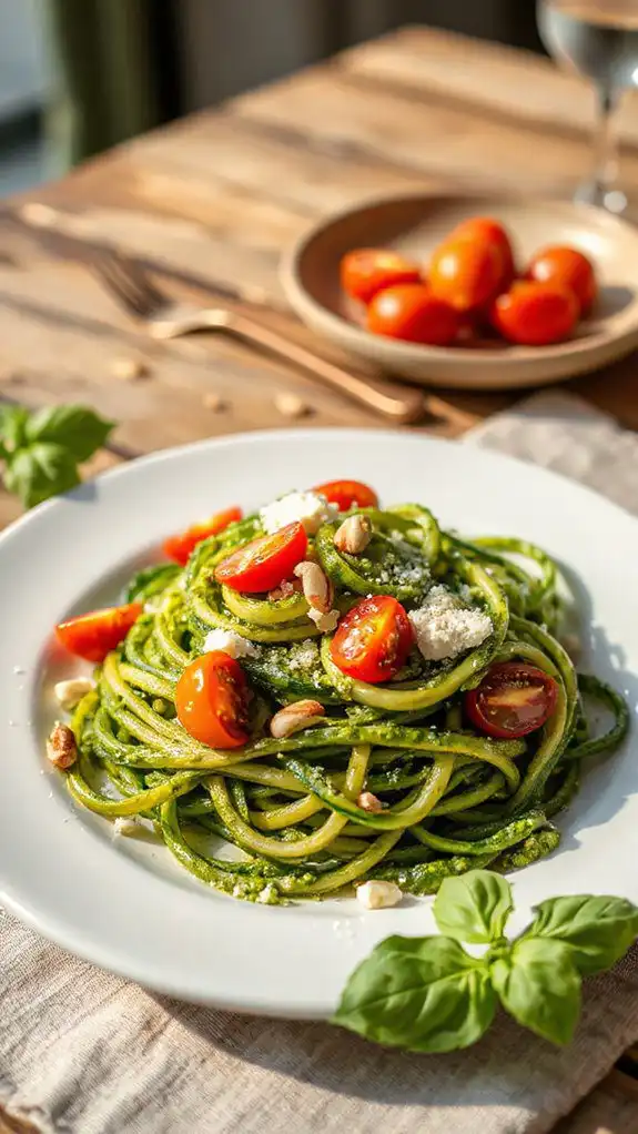 zucchini noodles with pesto zucchini noodles with pesto