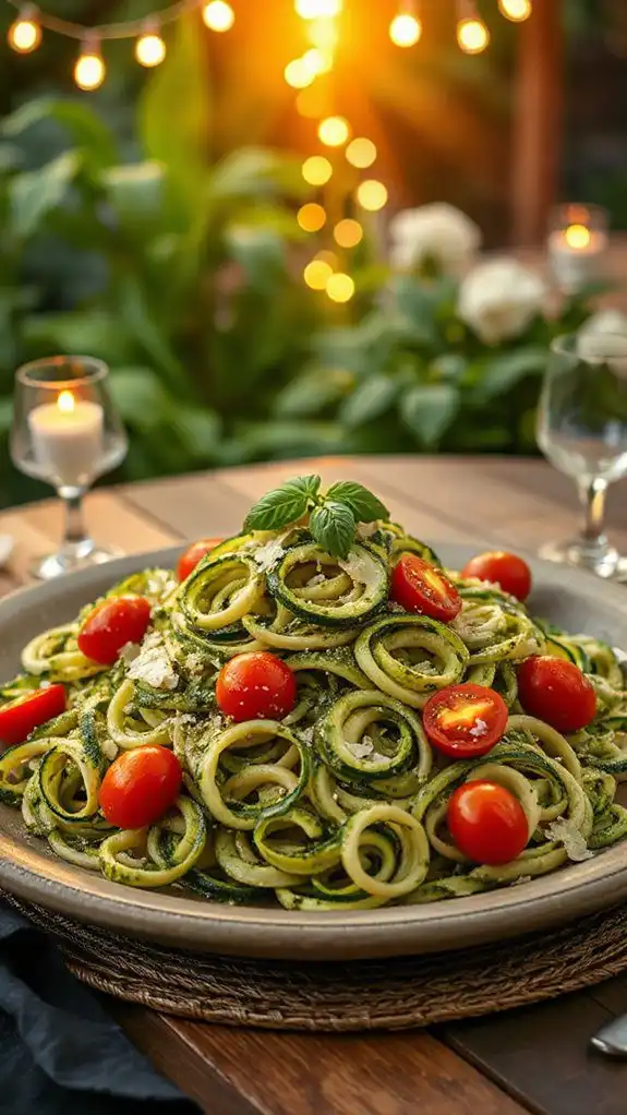 zucchini noodles with pesto
