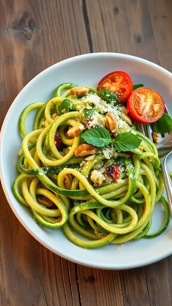 zucchini noodles with pesto