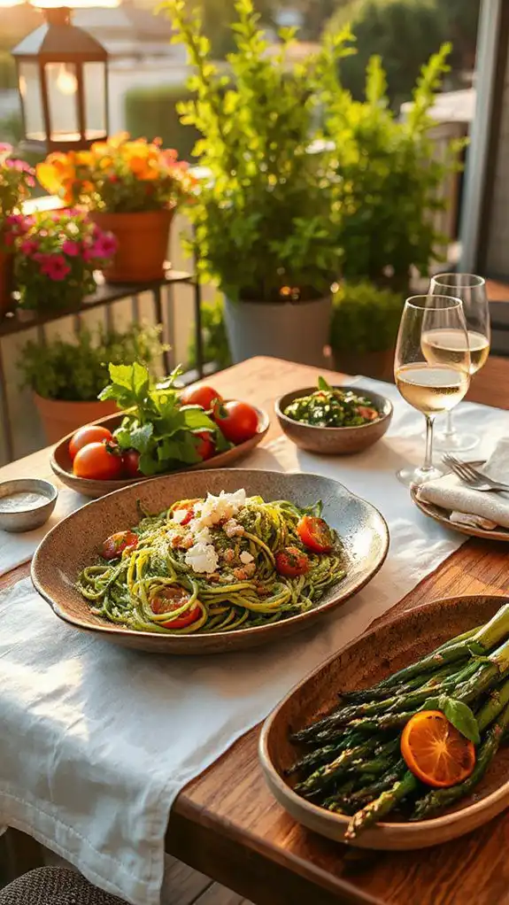 zucchini noodles with pesto