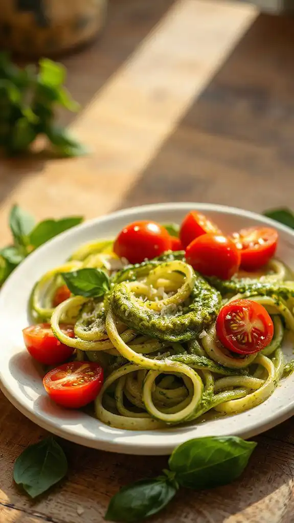zucchini noodles with pesto