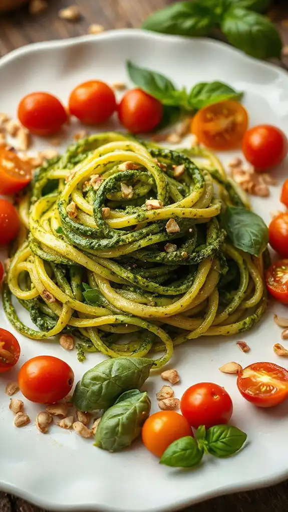 zucchini noodles with pesto