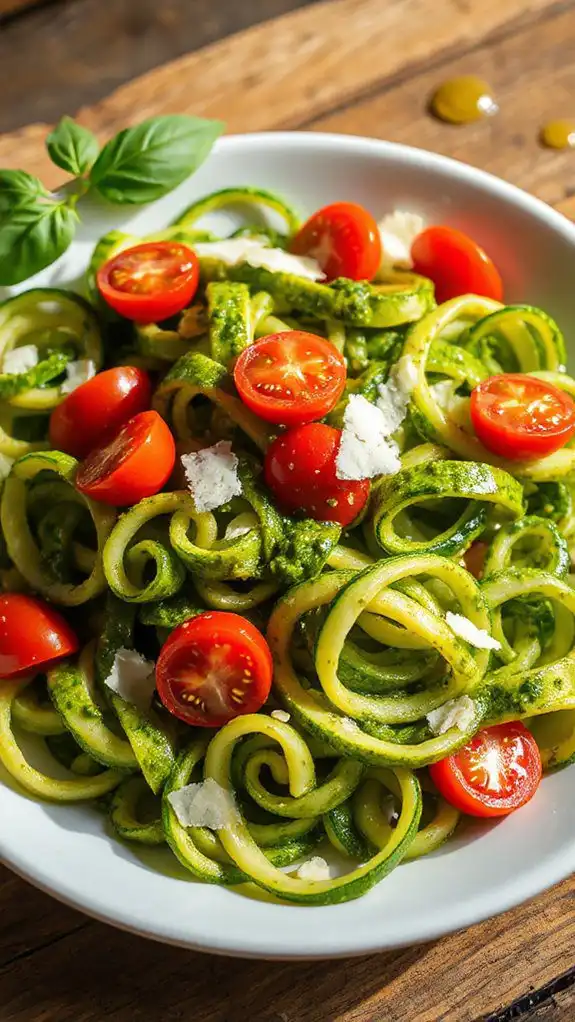 zucchini noodles with pesto