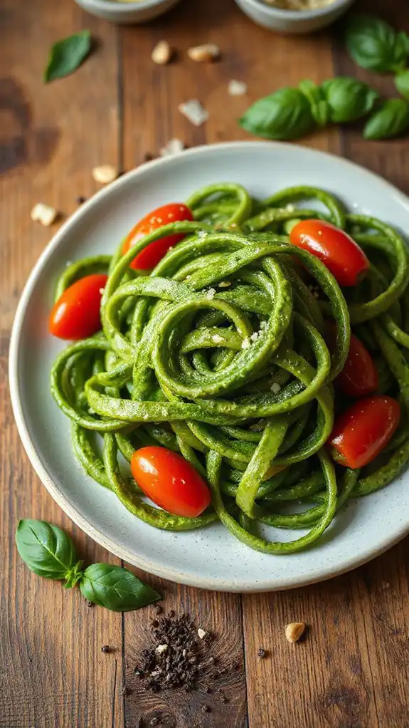 zucchini noodles with pesto