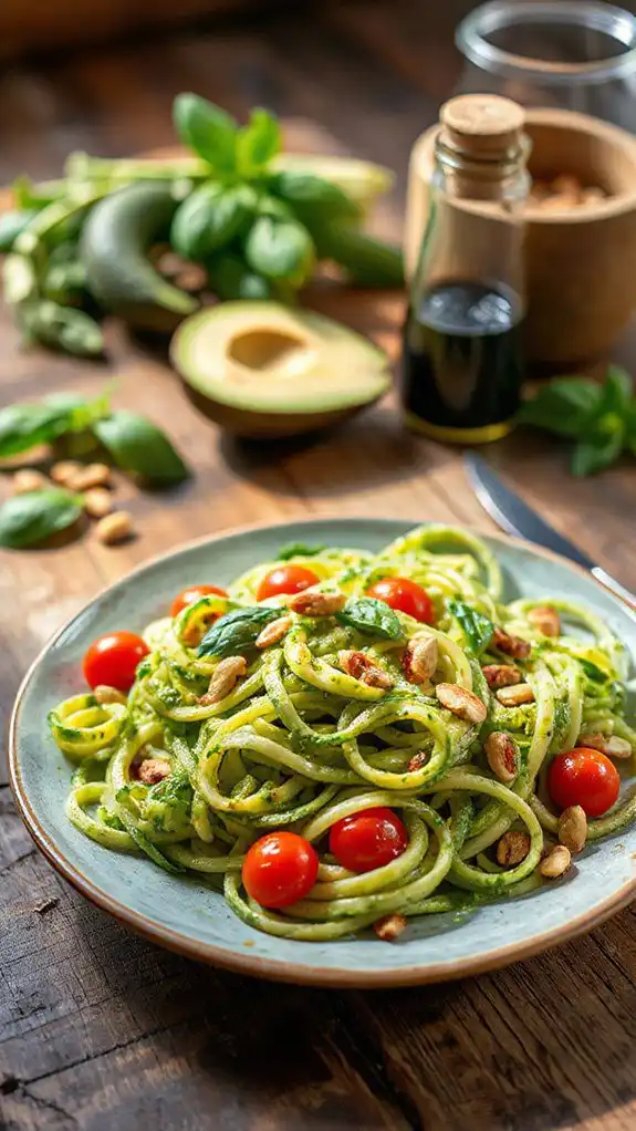 zucchini noodles with pesto