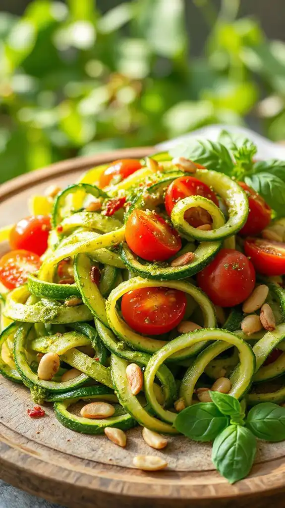 zucchini noodles with pesto