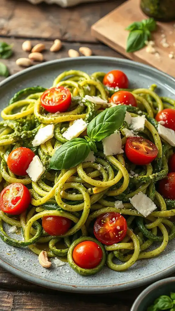 zucchini noodles with pesto