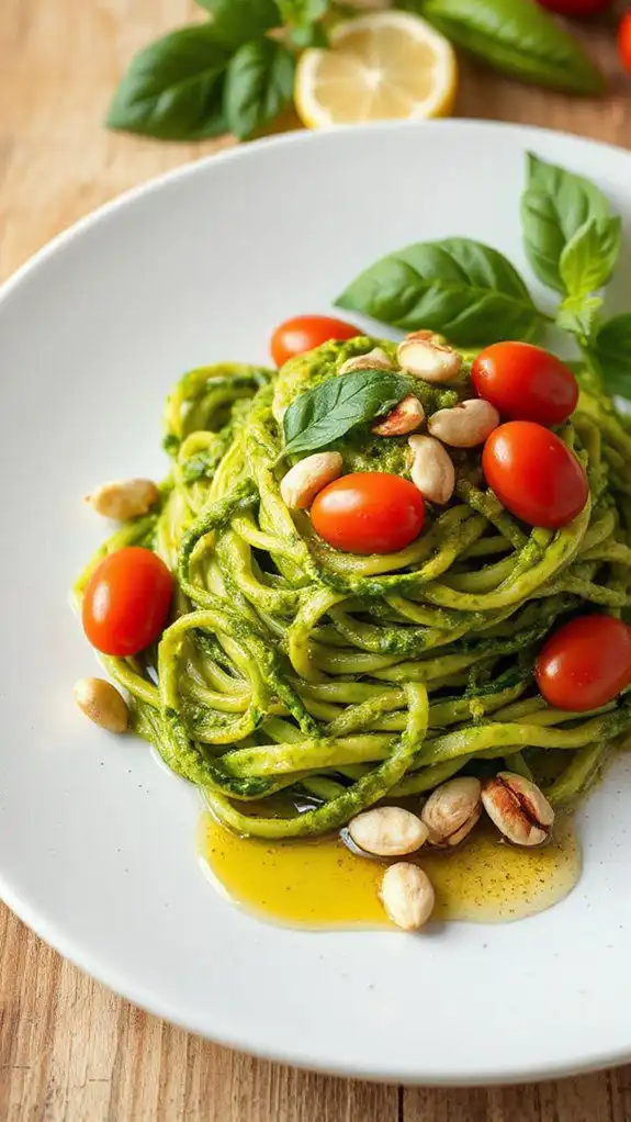 zucchini noodles with pesto