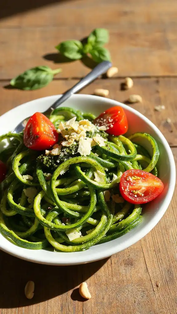 zucchini noodles with pesto