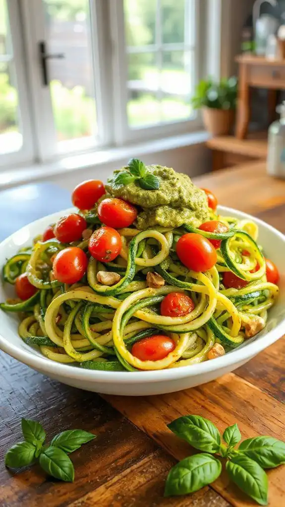 zucchini noodles with pesto