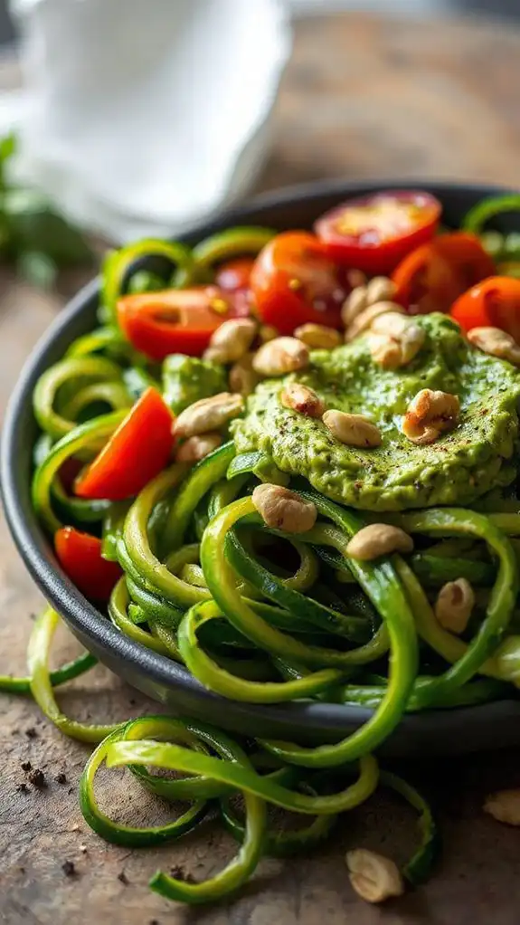 zucchini noodles with pesto