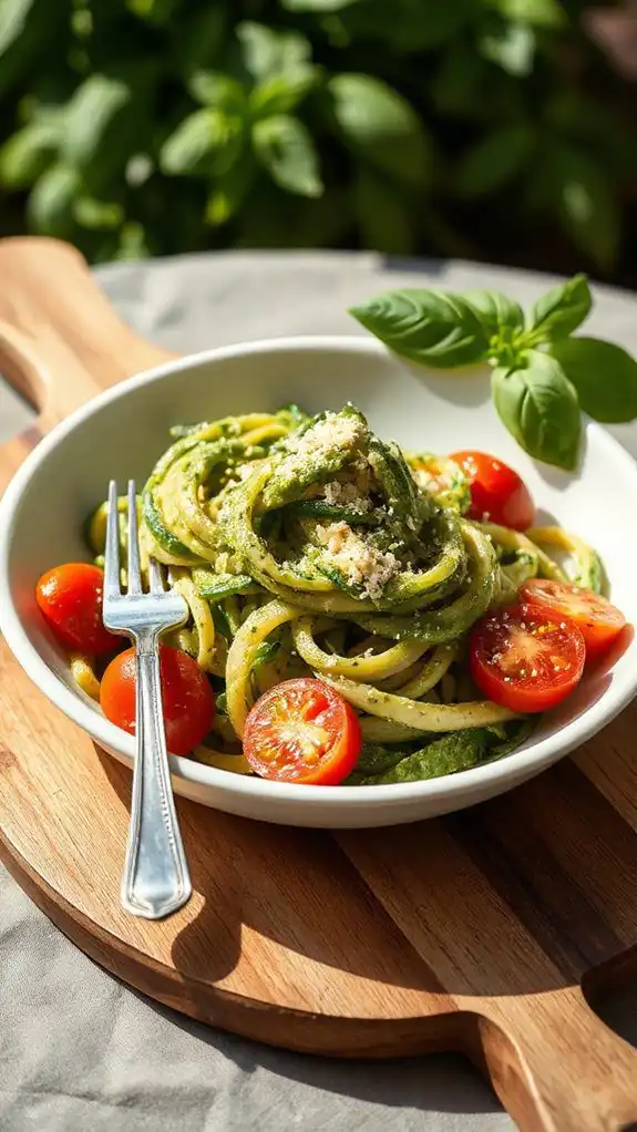 zucchini noodles with pesto