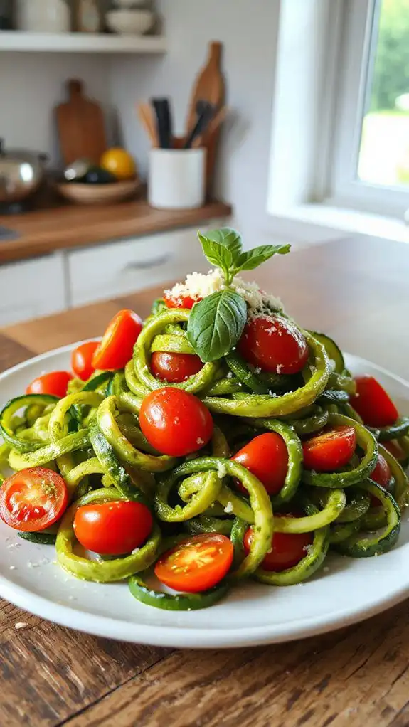 zucchini noodles with pesto