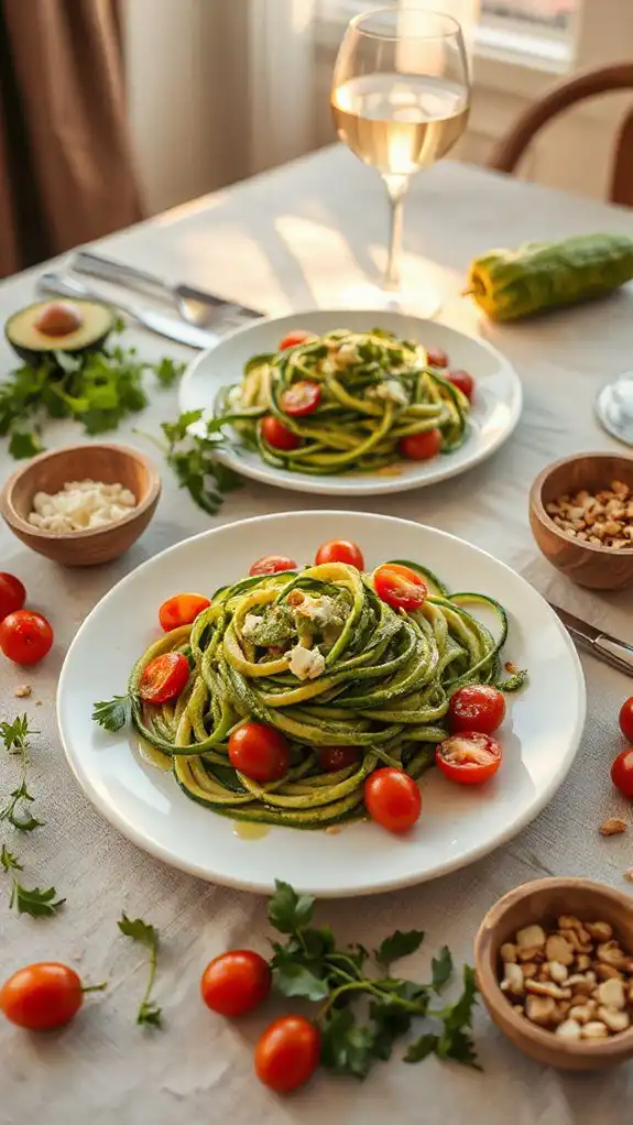 zucchini noodles with pesto