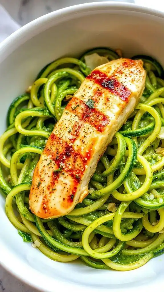 zucchini noodles with pesto